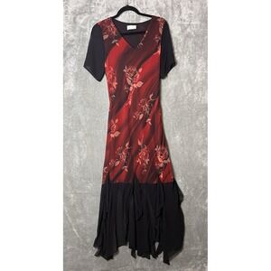 Vintage USA Sharon Max  Y2K Floral Fairy Grunge Maxi Dress Medium Whimsigoth